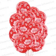 Воздушные шарики Красные с сердечками 